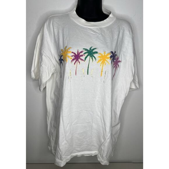 Vintage 90s Loritos Cancun Mexico T Shirt Palm Tree Graphic Crewneck Size Large - Picture 1 of 8